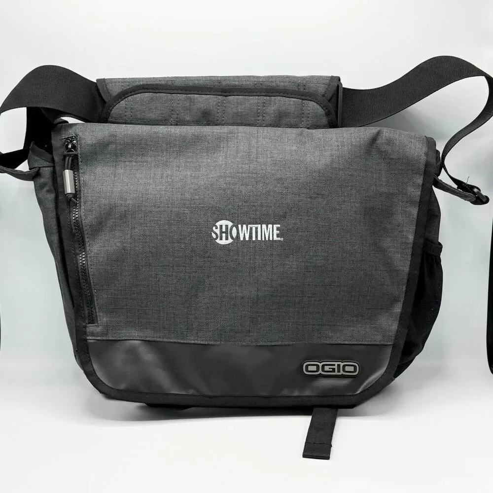 Ogio Charcoal Grey Canvas Sly Black Messenger Bag New Embroidered